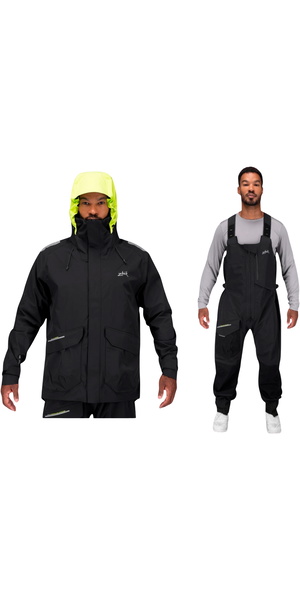 2026 Zhik Mens OFS600 Offshore Cruising Jacket & OFS700 Salopettes Sailing Suit ZMOFS600JASCS - Black